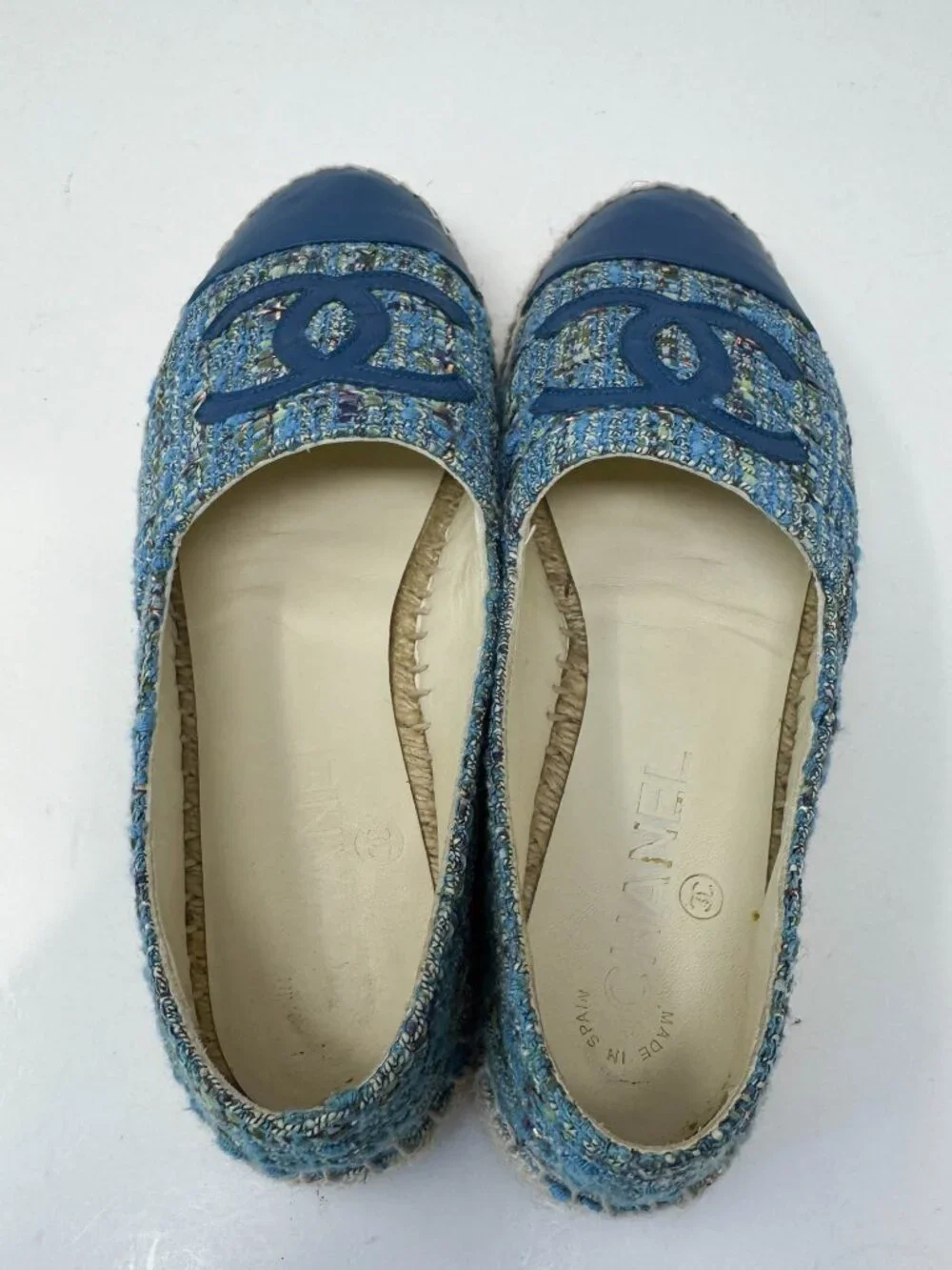 Chanel Espadrilles Blue Tweed